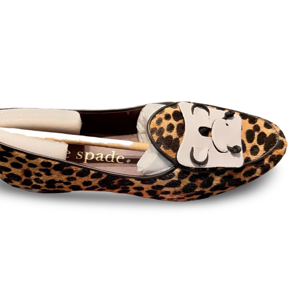 Kate Spade Devi Leopard Haircalf Loafers Pointed Toe Bow Flats Sz 6B NEW - Picture 11 of 11